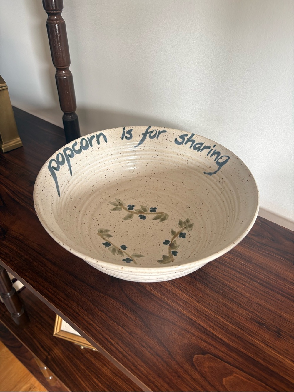 Handmade Pottery Popcorn Bowl - Rustic Farmhouse Kitchen Decor